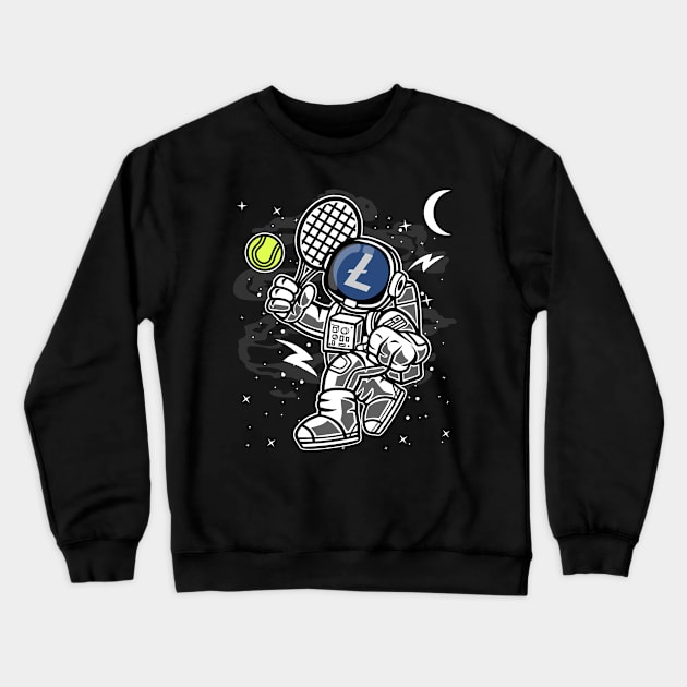 Astronaut Tennis Litecoin LTC Coin To The Moon Crypto Token Cryptocurrency Blockchain Wallet Birthday Gift For Men Women Kids Crewneck Sweatshirt by Thingking About